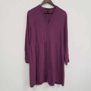 Eileen Fisher Womens Purple Button Up Dress Size M Long Sleeve Lyocell Blend